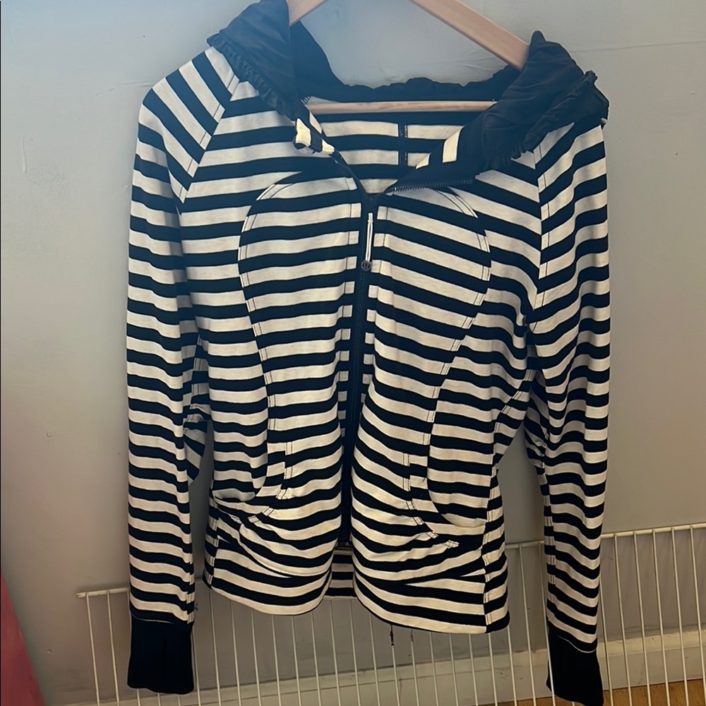 Black and White Striped Lululemon Hoodie